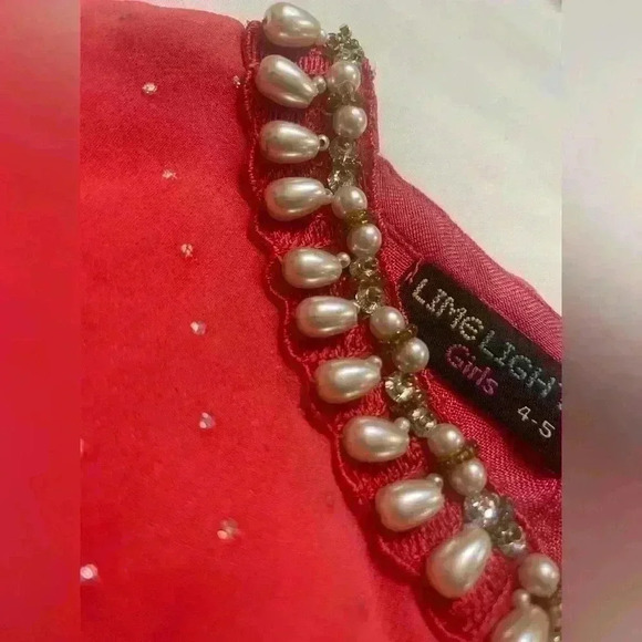 Limelight Chiffon Girls Size 4-5 Dress Coral - Picture 5 of 7